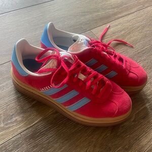 Adidas Platform Red/Blue/Tan Gazelles